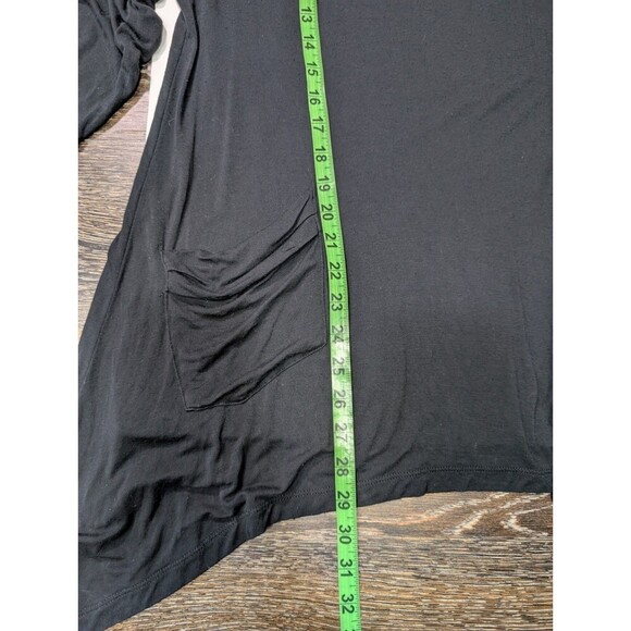 LOGO Lori Goldstein Women M Pullover Tunic Top Black Long Sleeves Pockets 127 - Picture 6 of 7